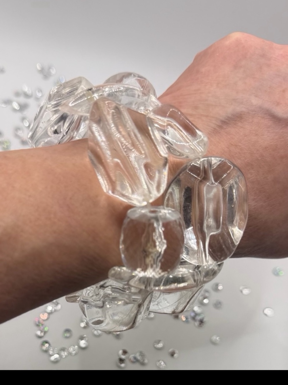 Transparent Sculptural Lucite Stretch Bracelet